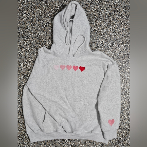 Sunkissed Coconut Tops - Oversized SUNKISSED coconut Hoodie With Embroidered Hearts